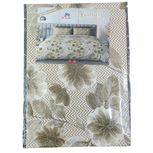 Muskan Fantasy Queen Size Floral Zigzag Printed Bedsheet Set